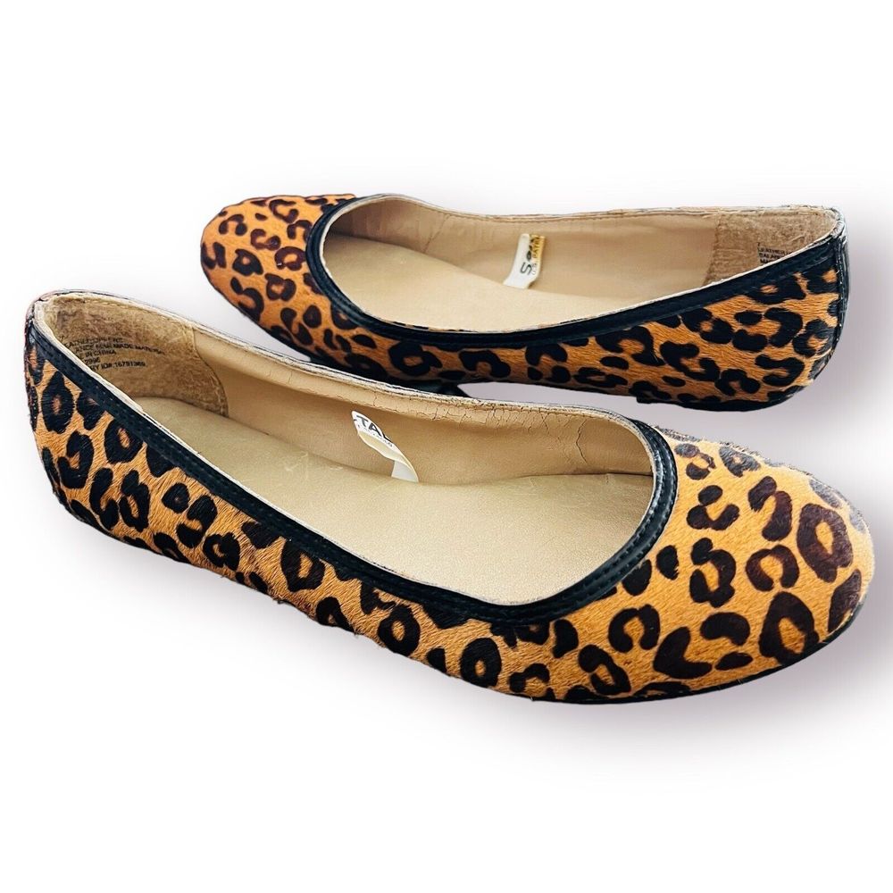 MERONA Cheetah Leopard Animal Faux Calf Hair Ballet Flats Casual Shoes Size 7